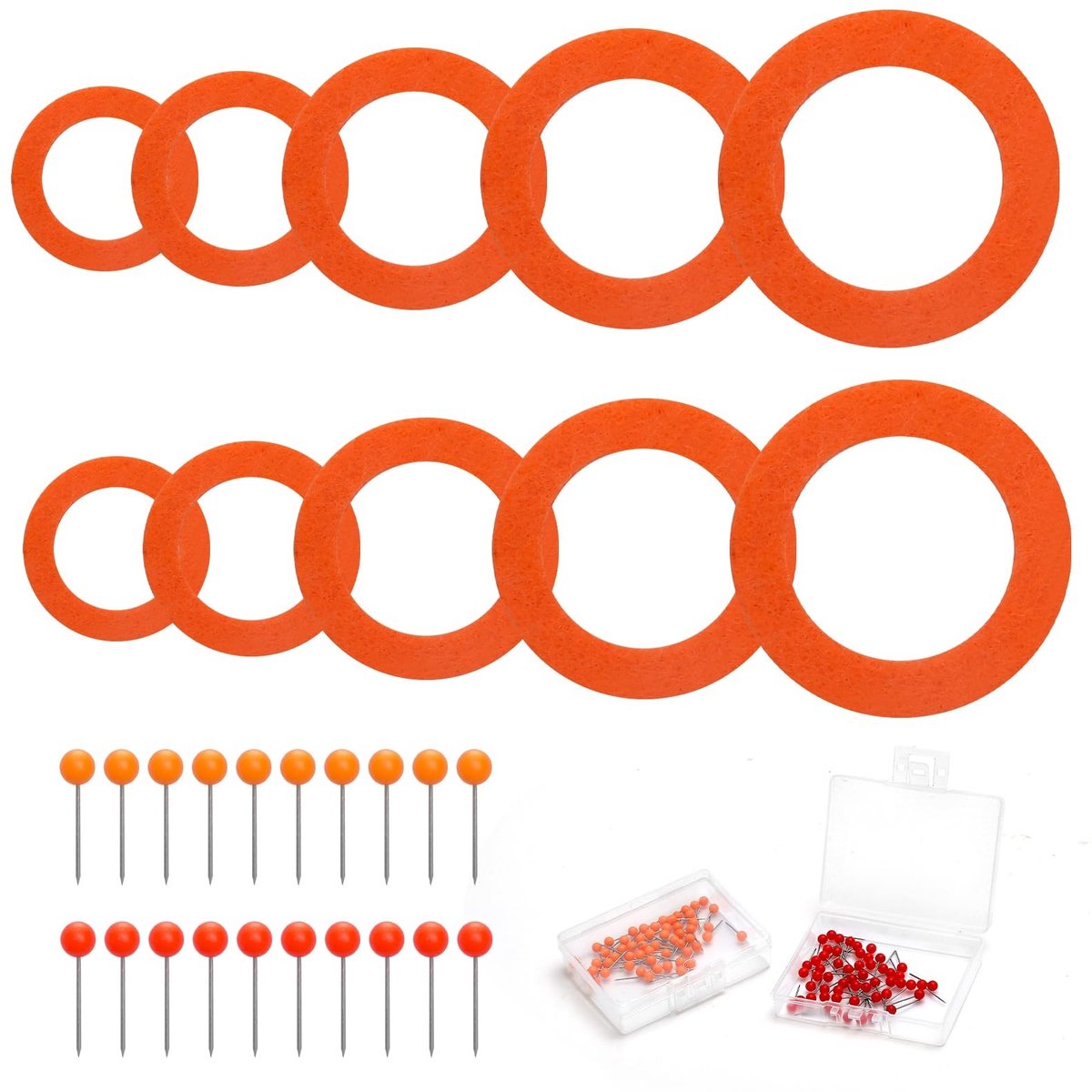 10 Stuks Oranje Vilt Dart Oefenringen met 100 Pins - Dart Accessoires voor Beginners, Bescherming en Training van Darts