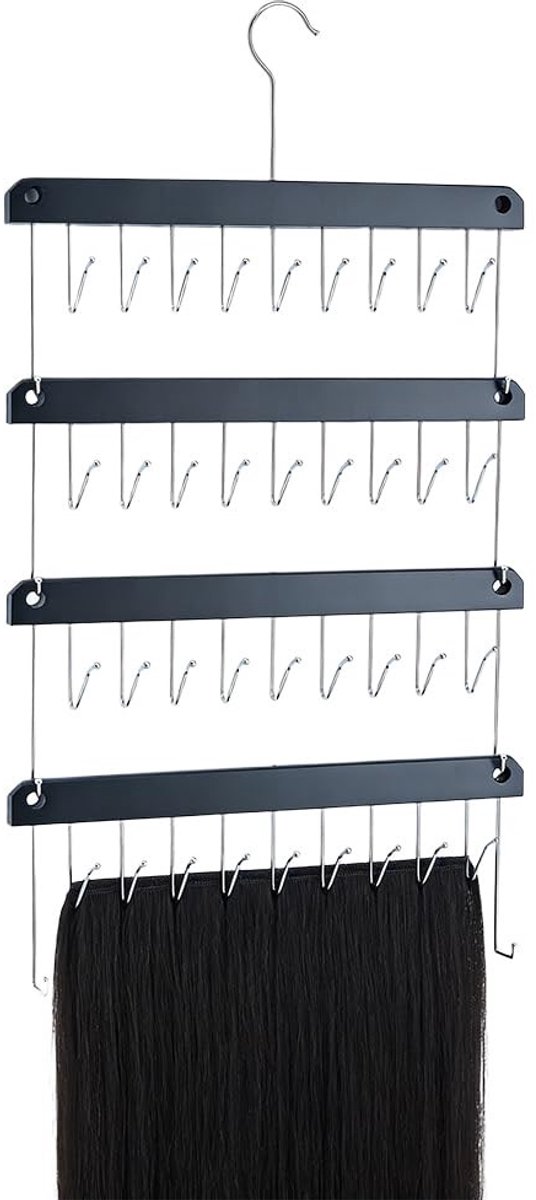 Solidchoice- Haarverlenging Houder Stapelbaar Ontwerp - 4 Stuks - Draaibare Haak - Pruik Opslag - Haarstukken Organizer - 13,5 x 33 x 1,25 cm - Pruikhouder