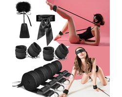 Bondage Set - BDSM - Sex Toys voor Koppels - TENZHVXI® - Set van 10 - Enkelbanden en handboeien, blinddoeken - Verstelbaar - Plezier voor stellen - Zwart
