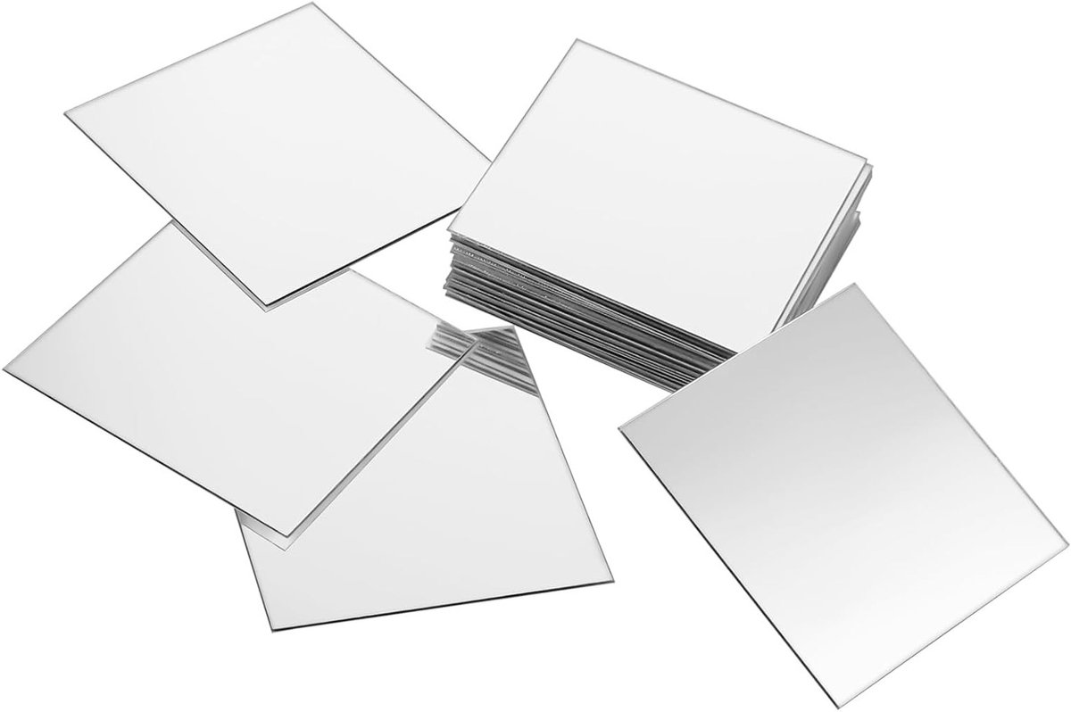 Set van 25 Mini Wandspiegels 7,5 cm Vierkante Spiegels Zelfklevend Flexibel Frameloos voor Wanddecoratie en DIY Projecten