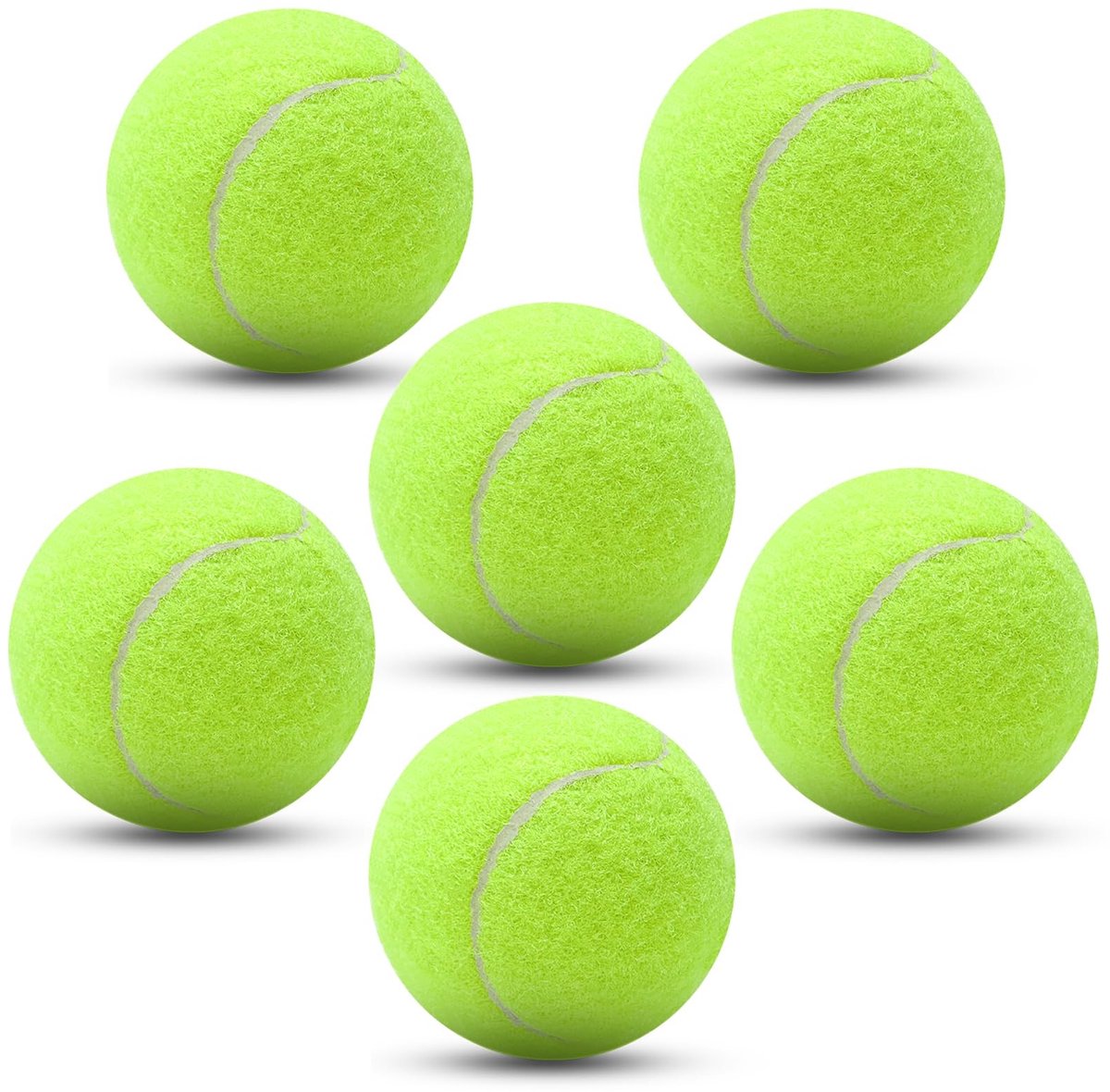 Dailygoods- Tennisballen 6 Stuks - Elastische Tennisbal - Slijtvast Composietmateriaal - Hoge Zichtbaarheid - Voor Honden en Training - Geschikt voor Alle Niveaus - Sportballen