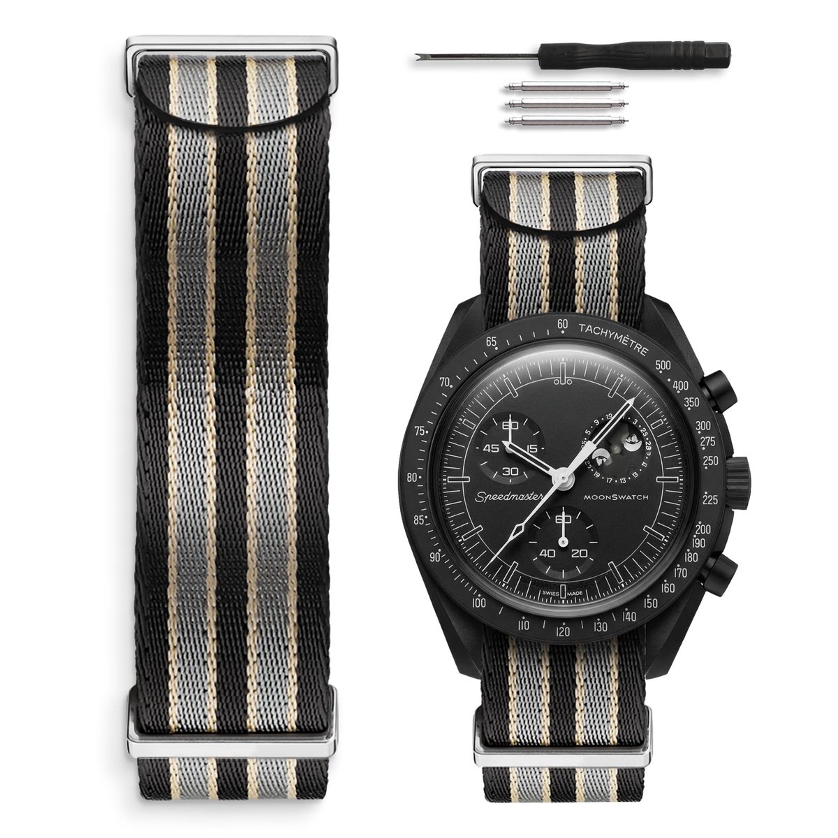 Dailygoods- Horlogeband 20mm - Compatibel met Omega x Swatch MoonSwatch - Duurzaam nylon - Sportief - Comfortabel - Veelzijdige stijloplossing - NATO-horlogeband