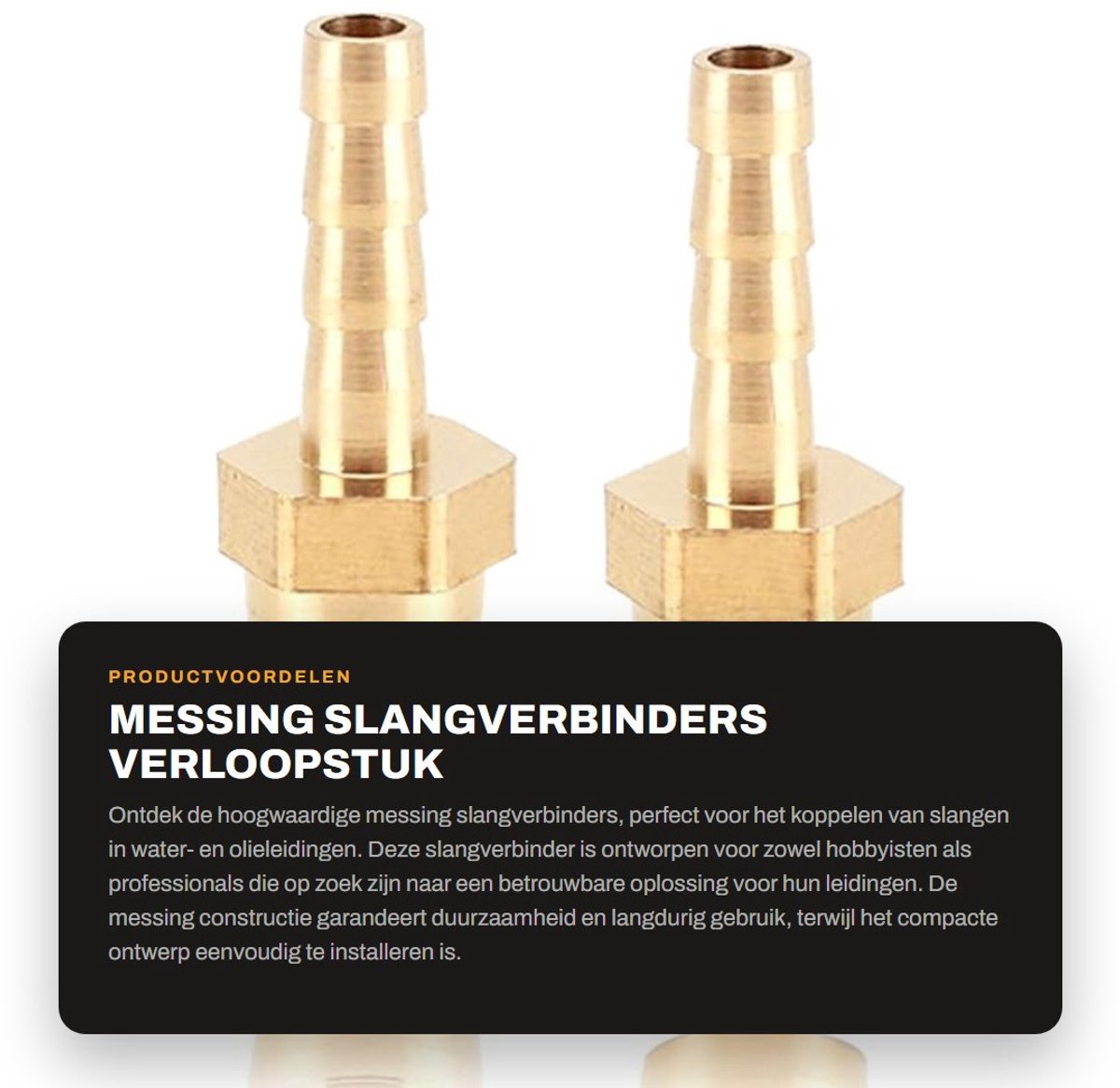 Dailygoods- Slangverbinder Messing - 8 mm naar 6 mm - Slangaansluiting - Verloopstuk - 2 Stuks - Voor Water- en Olieleiding
