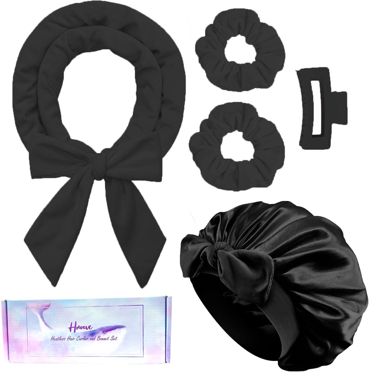 Dailygoods- Hoofdband zonder warmte - Dubbellaagse bonnet - Hitteloze krulset - Zachte haarkrulspelden - Voor dames en meisjes - Gezonde, mooie krullen
