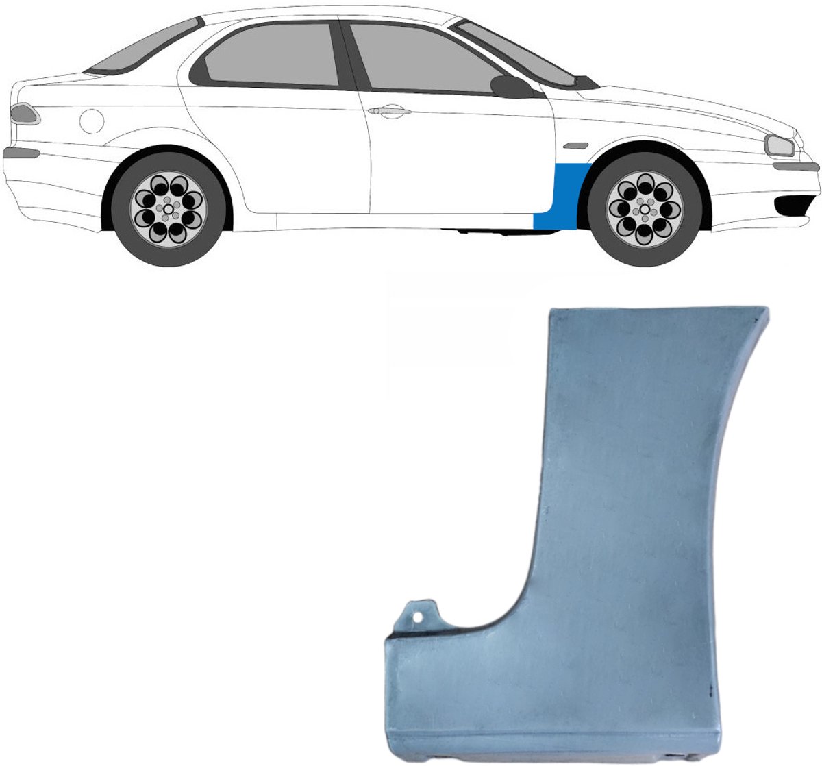 Reparatiepaneel voorspatbord voor Alfa Romeo 156 1997-2005 / Rechts
