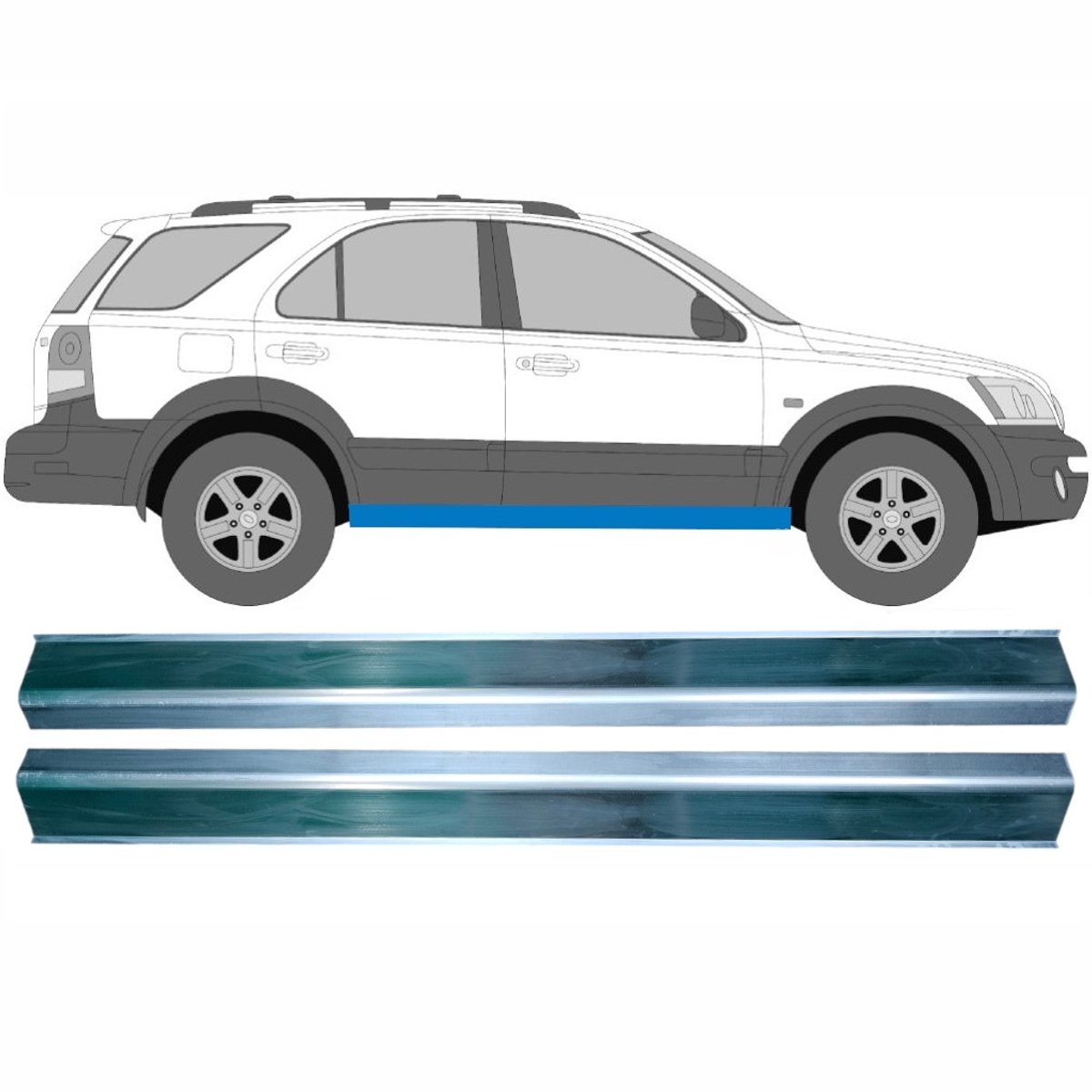 Reparatie dorpel voor Kia Sorento 2002-2009 / Links = Rechts (symmetrisch) / Set
