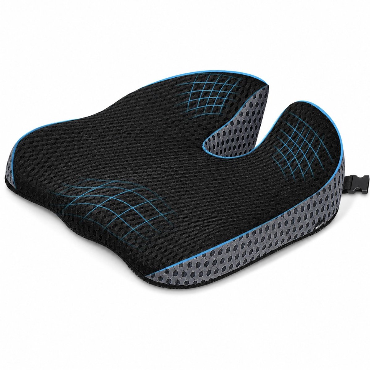 BSS® Zitverhoger Auto van Traagschuim – Ergonomische Autowig, Hoogteverhoger en Houdingsondersteuning, 4D Mesh Zitkussen met Verstelbare Riemen