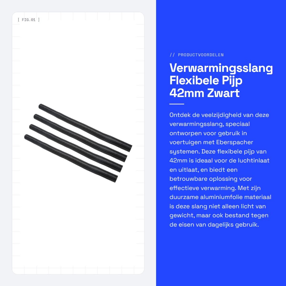 Dailygoods- Verwarmingsslang 42mm - 4 Stuks - Flexibele Pijp - Aluminiumpapier - Auto Luchtinlaat/Uitlaat - Lange Levensduur - Verwarmingspijp