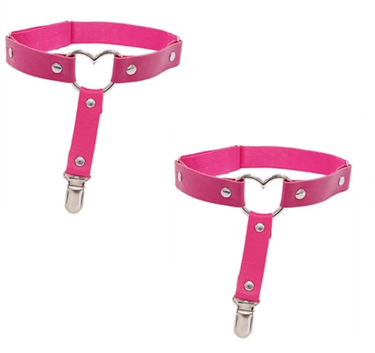 Dailygoods- Dijbeenring - Kousenband voor cosplay - Punk-dijkousen - Verstelbaar ontwerp - PU-leer en legering - 2 stuks