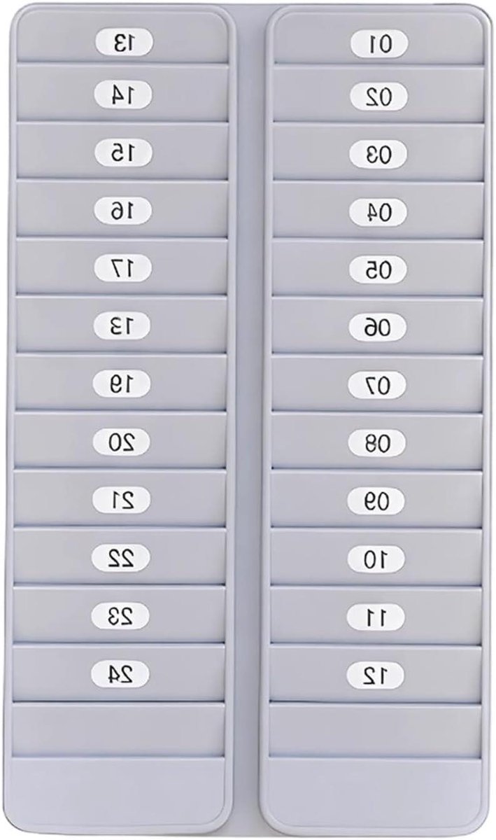 Kaarthouder - Opbergrek - Kaarten Sorteren - Genummerde Sleuven - 21 x 36 cm - Grijs
