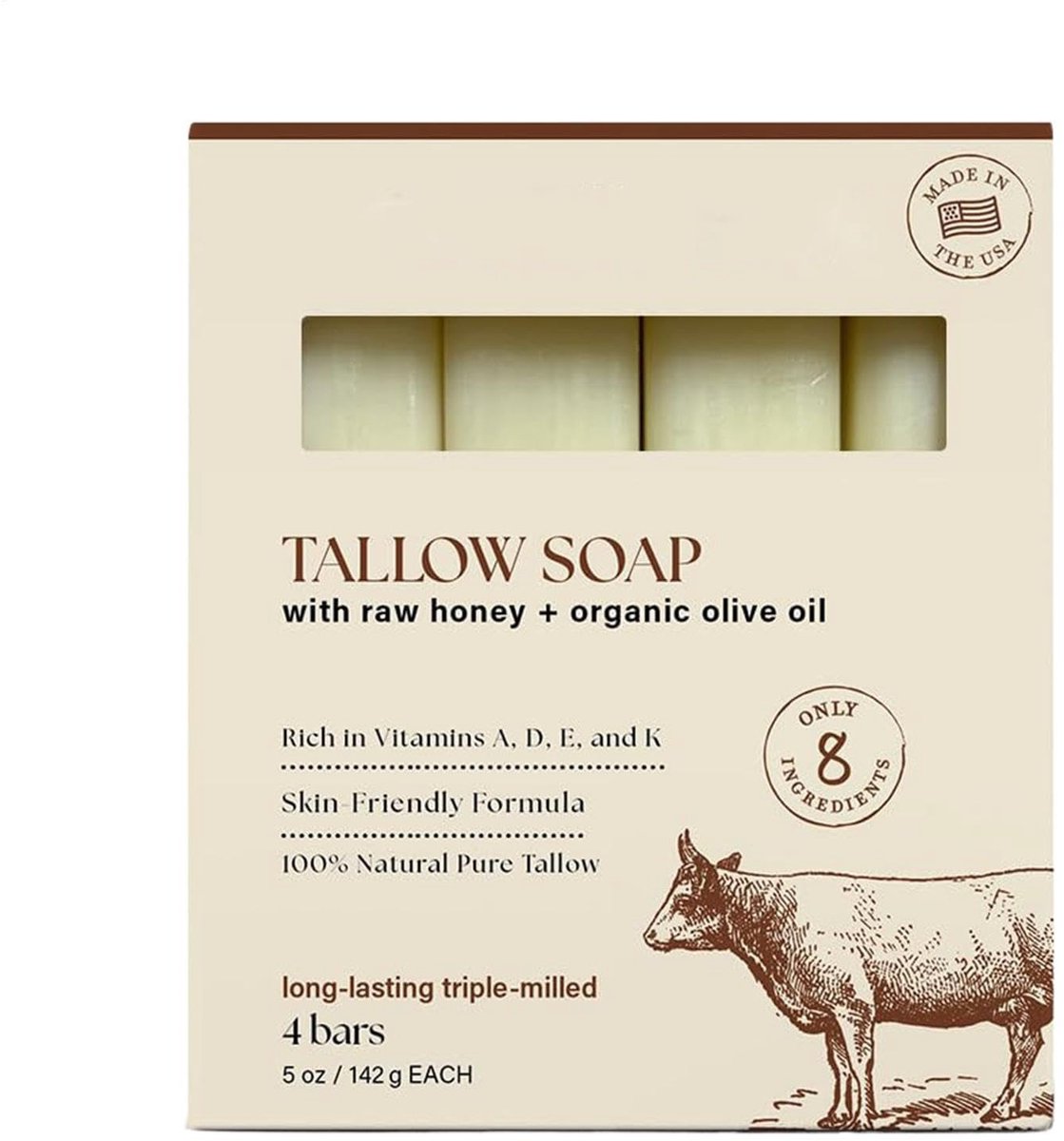Dailygoods- Tallow Zeep - Organische Zeepdispenser - Vochtinbrengende Tool - Geur Neutraliserend - Set van 4 - Ideaal voor Thuis en Reizen