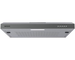 Wiggo WE-D630V(X) – Hotte encastrable 60 cm – Inox – 200 m³/h – Commande par boutons – Éclairage LED – Classe énergétique D – 5 ans de garantie