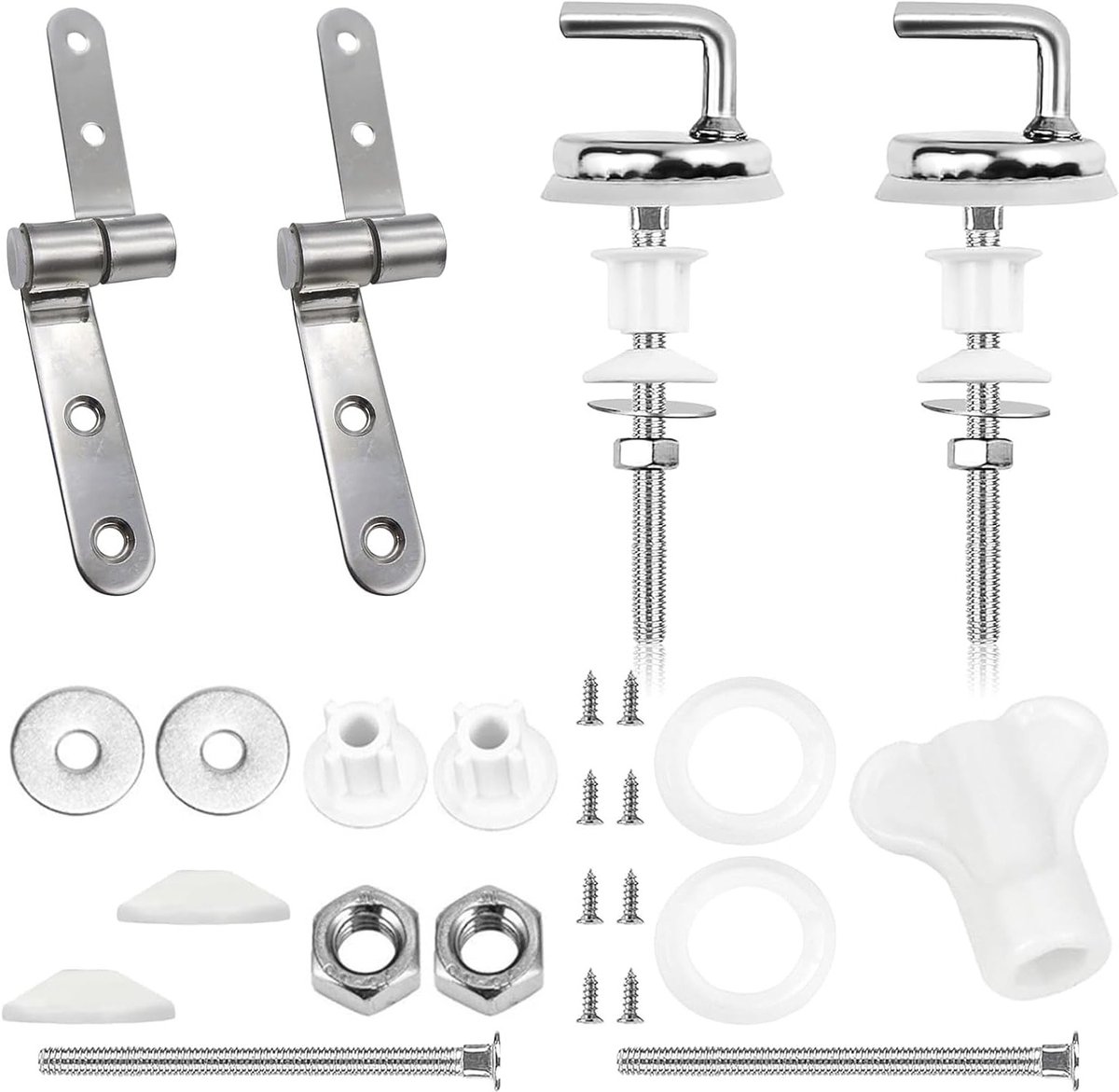 Universele Toiletbril Bevestiging met Automatische Sluiting, RVS Scharnieren en Schroefset voor Verbeterde Functionaliteit en Duurzaamheid