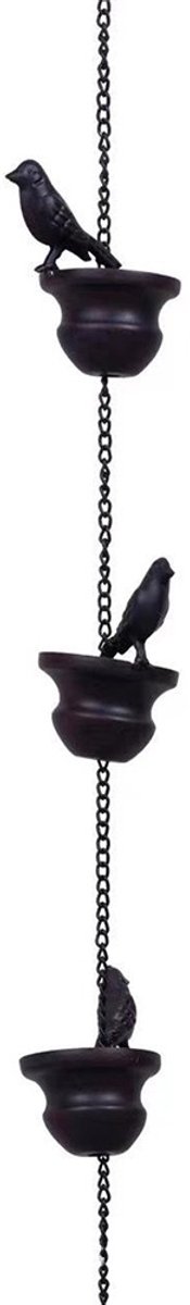 Vogelregenketting met bronzen afwerking - 2,4 m ijzeren decoratieve gootketting