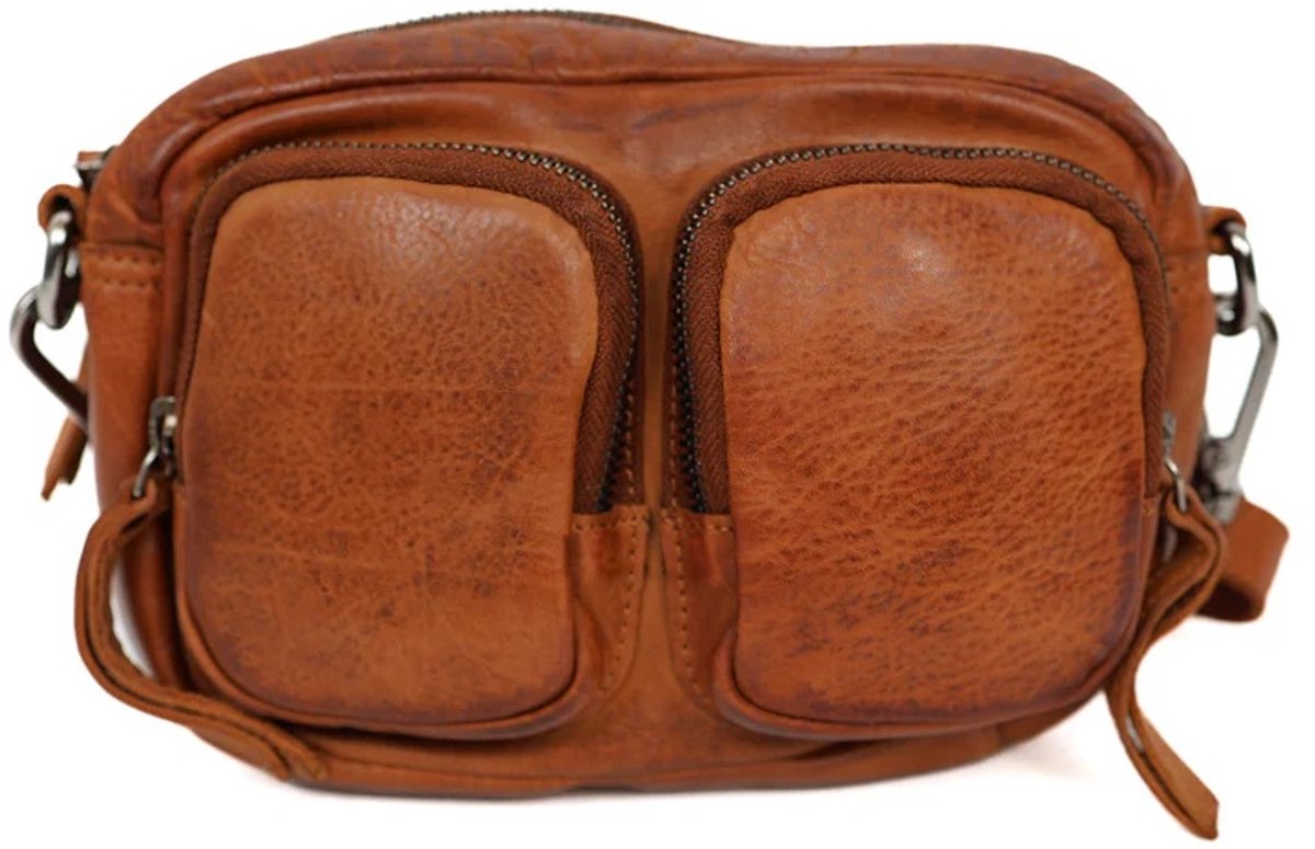 Bear Design Amber Leren Schoudertas - Cognac
