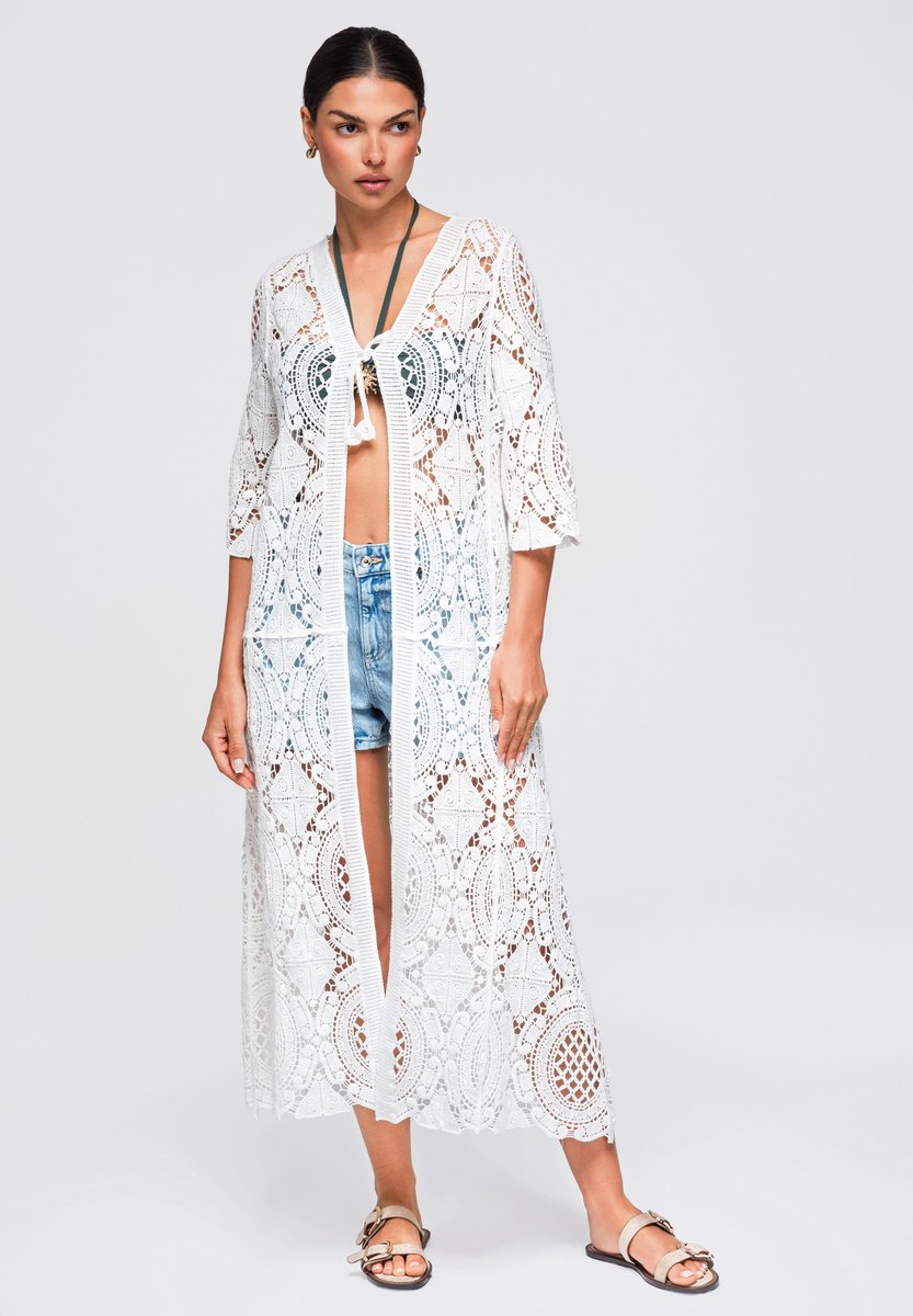 OMBRE Trui - Loose Fit - Katoen - Korte Mouw Wit ONESIZE