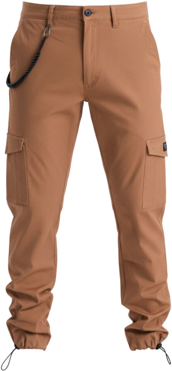 OMBRE Broek - regular fit - katoen - rits Lichtbruin XXL