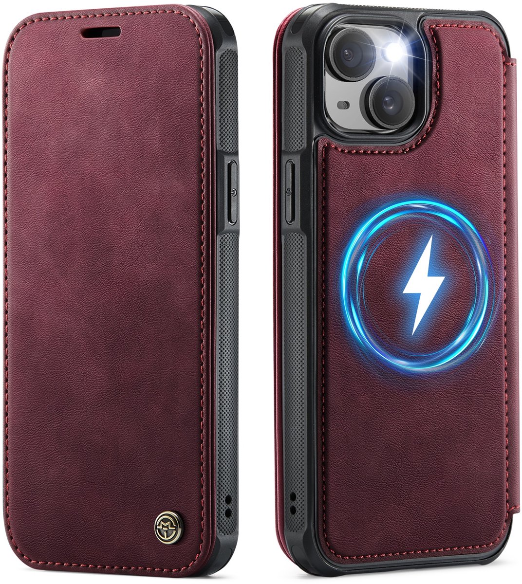CaseMe Hoesje - Geschikt voor iPhone 14 Hoesje - CaseMe 053 Slim Book Case - MagSafe Compatible - Rood