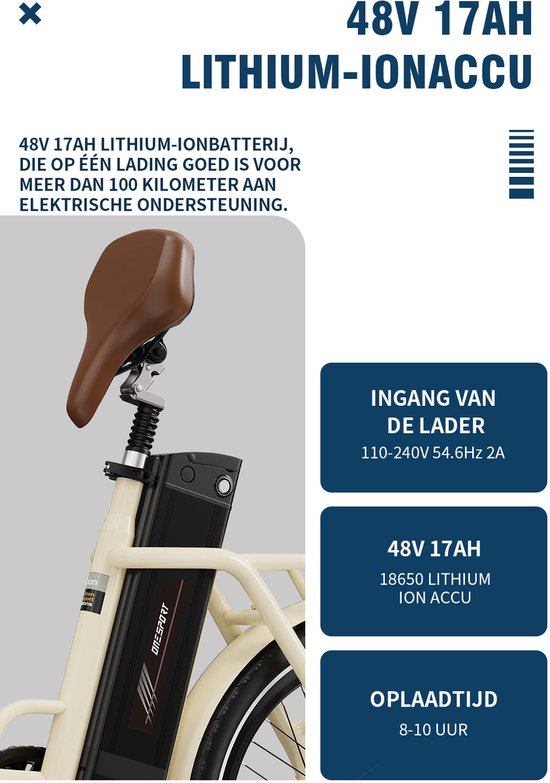 ONESPORT-Opvouwbare elektrische fiets-816Wh grote batterij-120 km ondersteuning-250W stille motor-40Nm koppel-20x3.0 inch banden-schijfrem-vering-bluetooth-connectie-weiß van ONESPORT — afbeelding 4