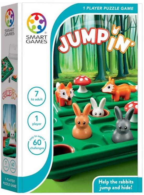 SmartGames Jump In' - Logisch Denkspel - 60 Educatieve Springuitdagingen - Compact Reisspel & Solospel - Vanaf 7 Jaar