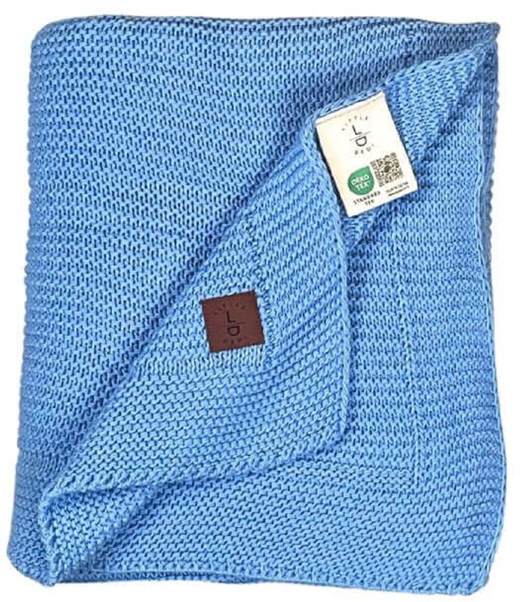 Little Dedi Babydeken – Gebreid – OEKO-TEX – Zacht & Ademend – 80x100 cm – Blauw