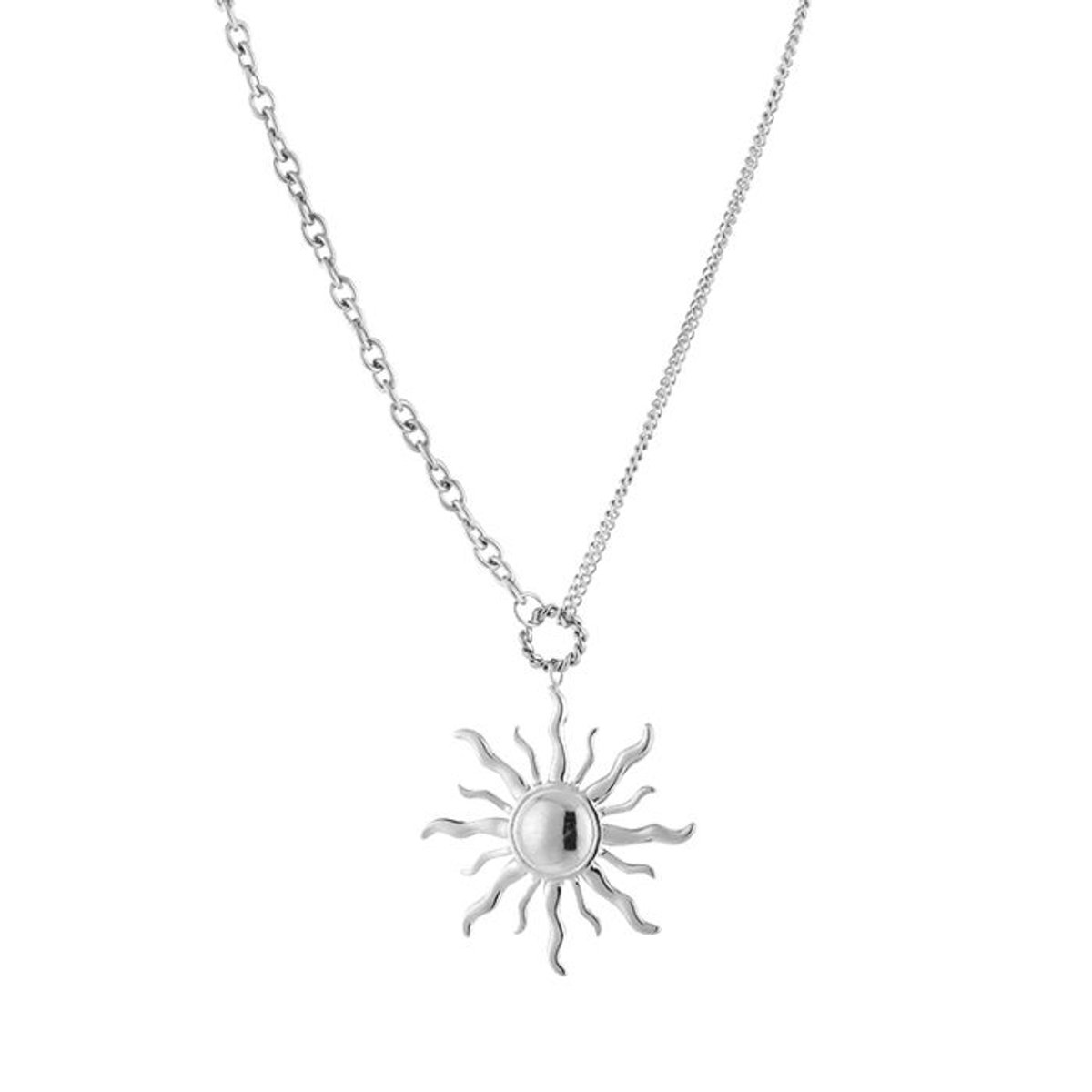 Bijoutheek Collier XL Zon Zilverkleurig