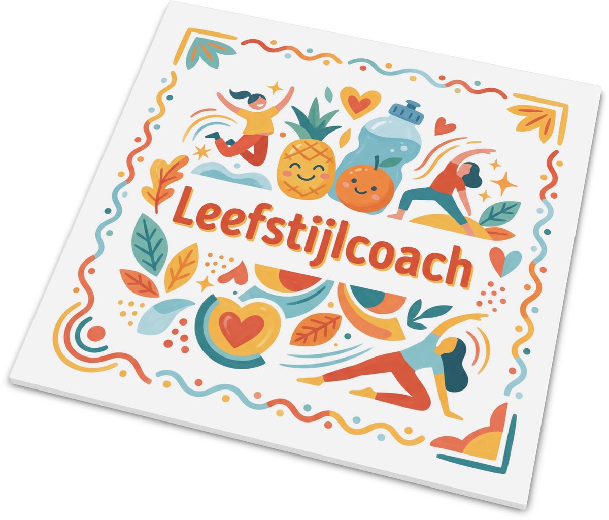 Tegeltje Leefstijlcoach Mid-Century Gezondheid Gouache Stijl Beroepen Mat Keramiek Wandteg