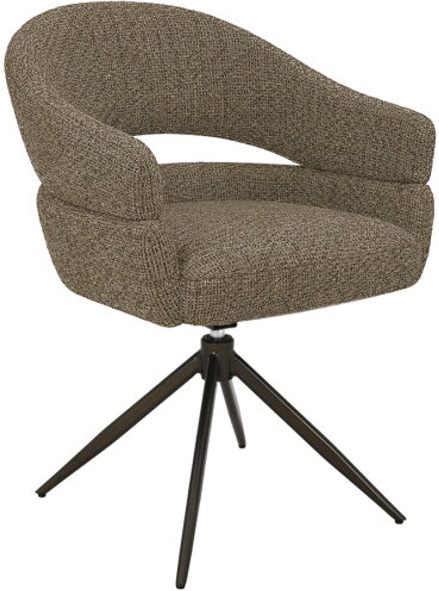 Eetkamerstoel Linn Desert bruin - Bronze onderstel - eetkamerstoelen set van 2