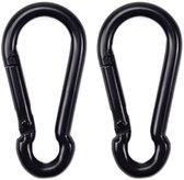 BCF-Products - Karabijnhaak - 6x60mm - 2 stuks - Zwart - Musketonhaak - Carabiner