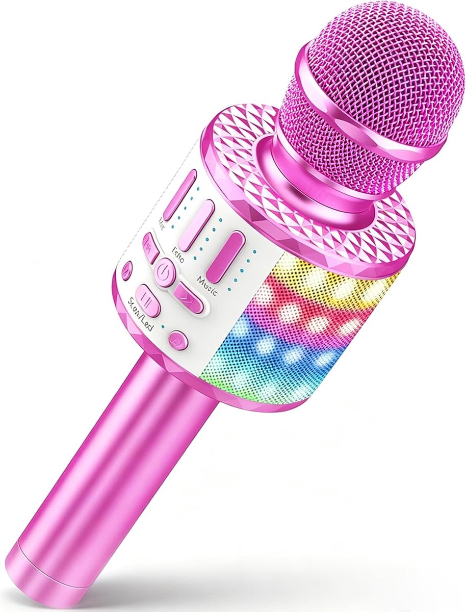 SnelShoppen - Kinderen Karaoke Microfoon Machine voor Meisjes en Jongens, Bluetooth Microfoon met LED Verlichting, Perfecte Verjaardagscadeau voor Kin