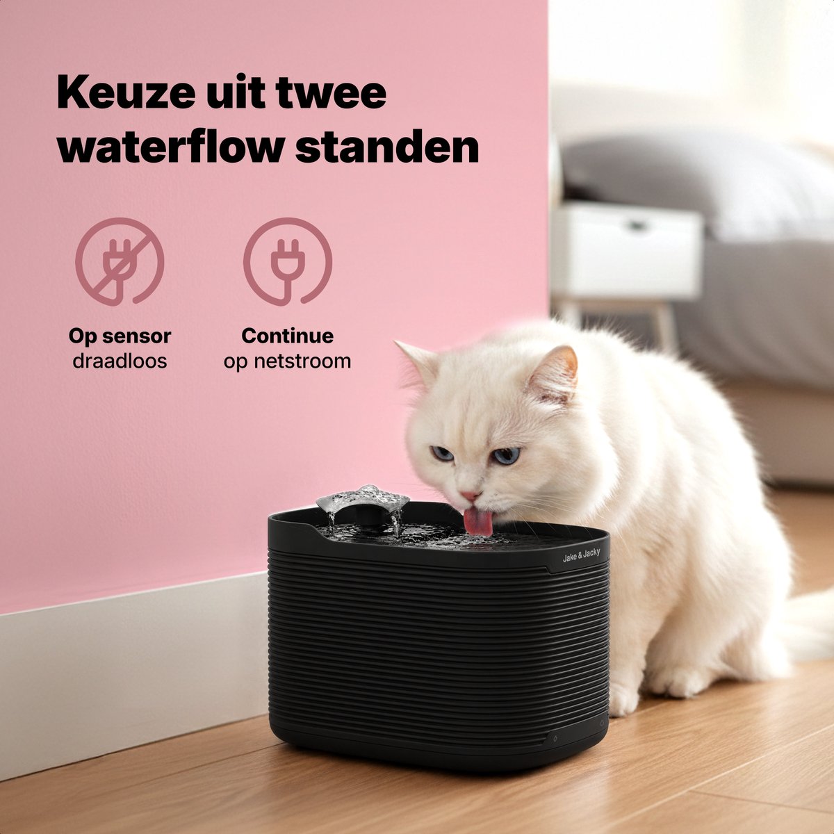 Jake and Jacky Drinkfontein RVS Draadloos Kat en Hond thumbnail 5