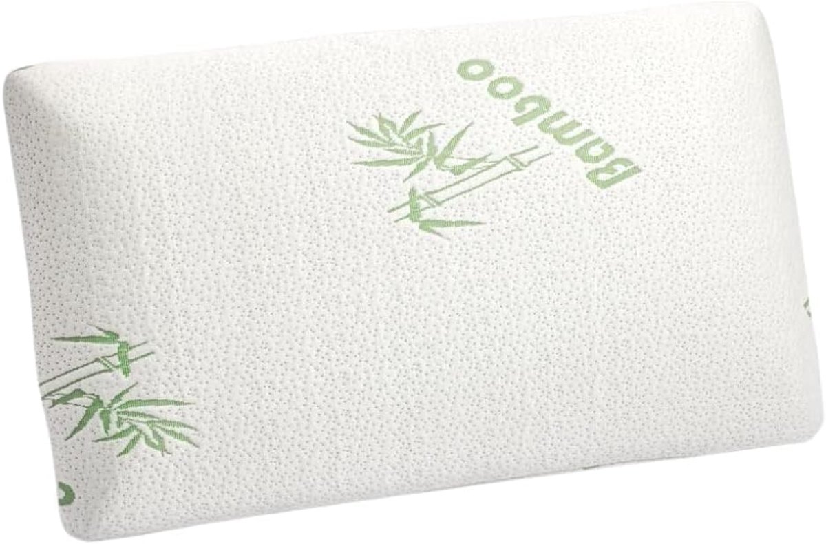 SnelShoppen - Ergonomisch Neksteun Kussen - Memory Foam Kussen met Bamboe Hoes - 70x40 cm - Hoogte 12 cm - Comfortabel en Ondersteunend voor Ontspanne