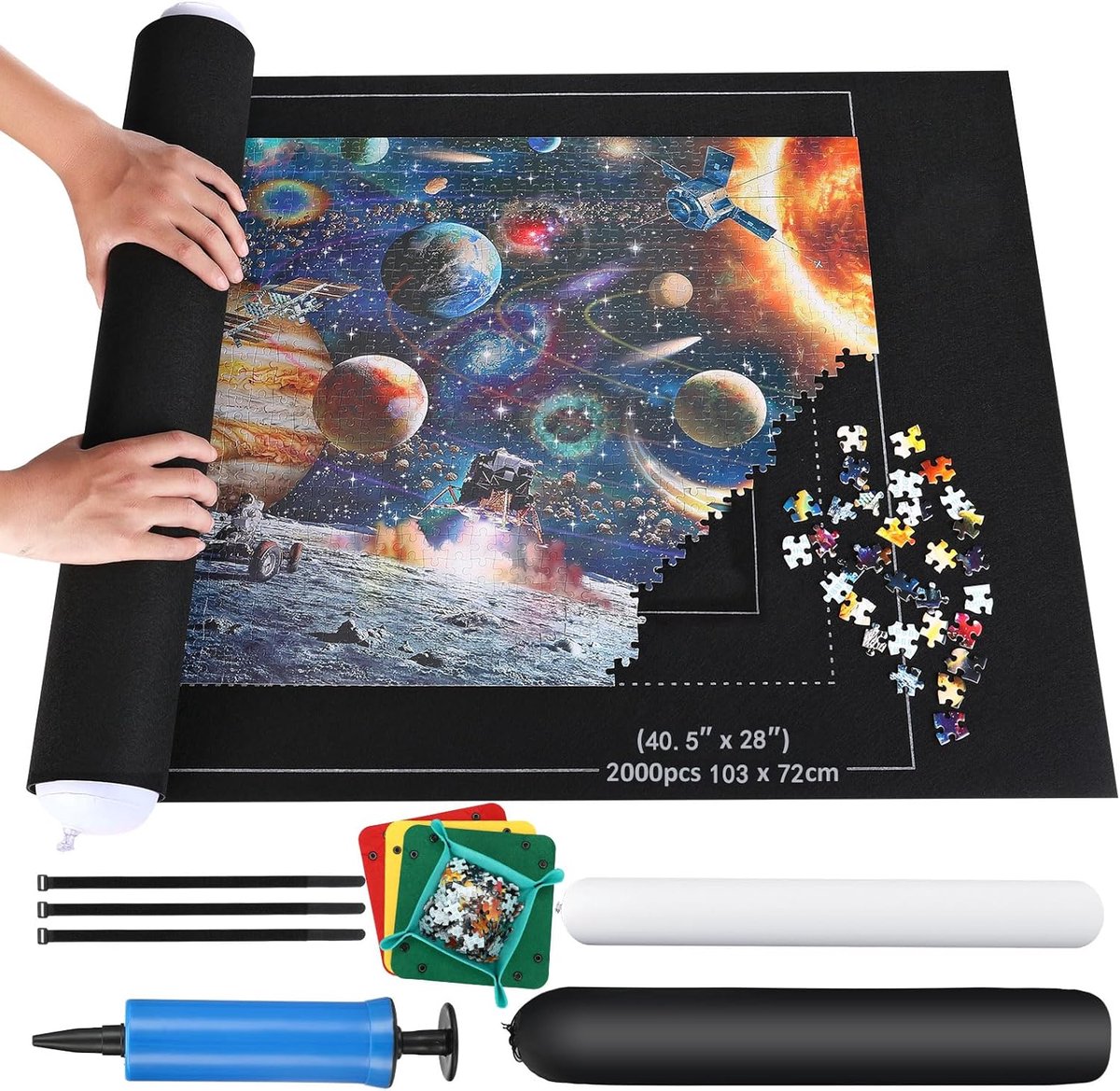 Thijox - Puzzelmat 2000 Stukjes - Rolmat voor Puzzels - Vilten Puzzelonderlegger - Jigsaw Rollen - Opbergoplossing voor Puzzels - Puzzelpad van Vilt 1