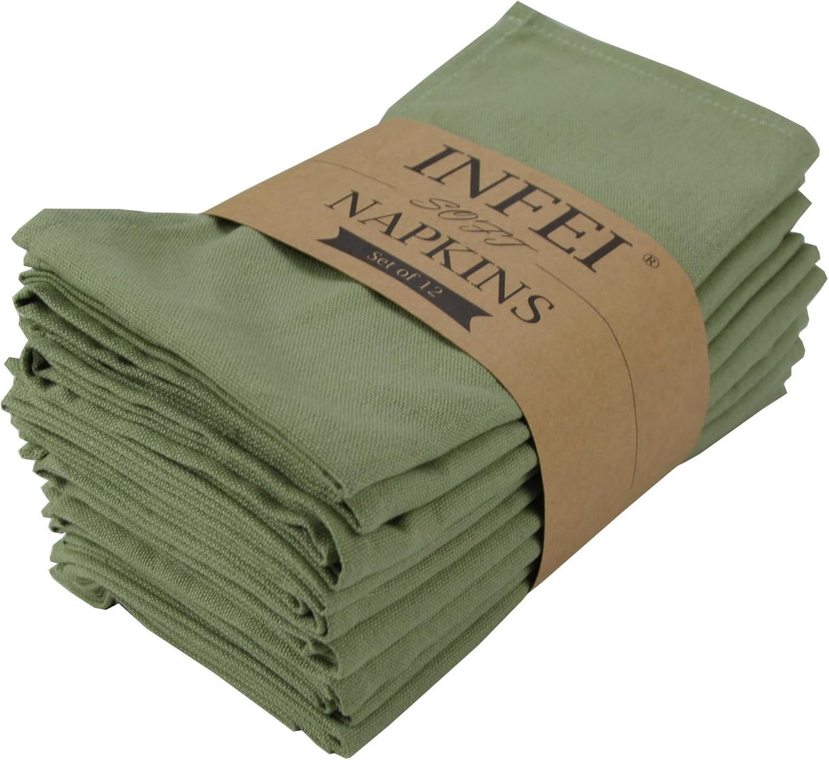 SnelShoppen - Soft Solid Katoenmix Tafelservetten 12 Stuks (43 x 43 cm) - Olijfkleurig voor Feesten, Thuisgebruik, Keuken en Tuin