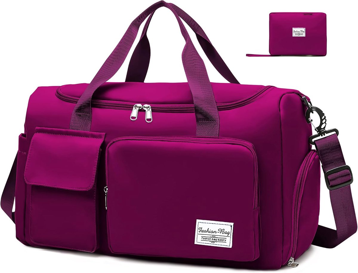 Thijox - Reistas Dames Meisje Sporttas Groot Waterdicht Gym Bag met Schoenenvak en Vochtige Vak, Purper Weekendtas Handbagage Fitnesstas Sportzak Bood