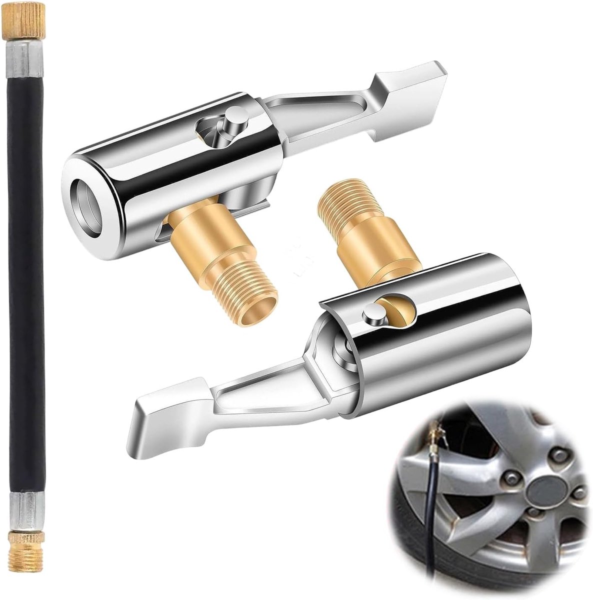 Thijox - 3 Stuks Ventielverlengingset met 12 cm Bandenpompslang, Multifunctionele Ventieladapterset voor Auto, Fiets, Motorfiets en Compressor
