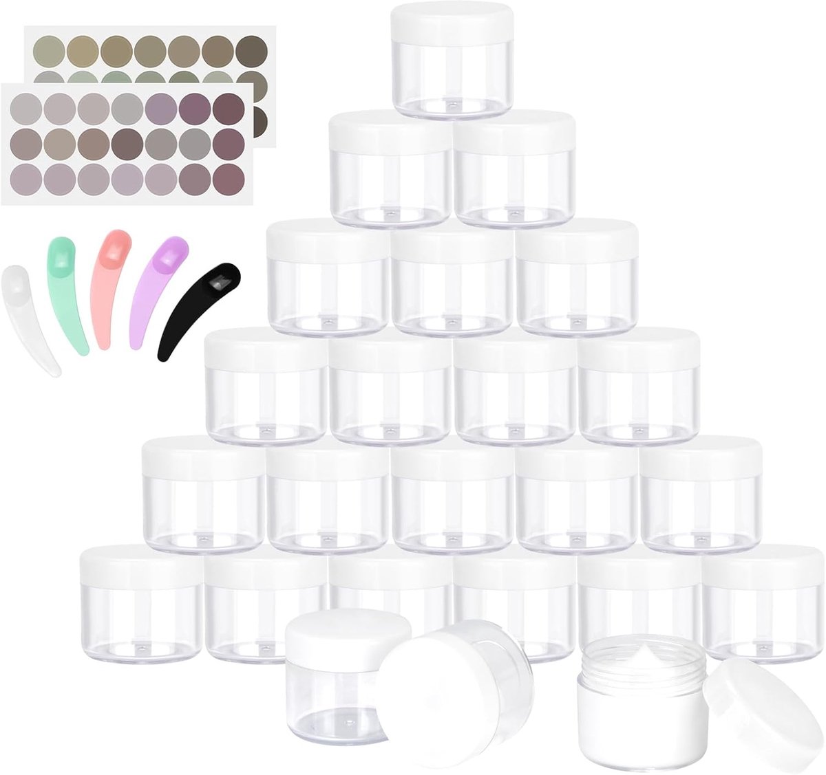 SnelShoppen - 24 stuks 20 ml lege crèmepotjes met schroefsluiting, ideaal voor lotion, cosmetica, shampoo, wit, multifunctioneel, perfect voor reizen,