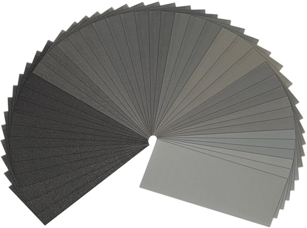 Thijox - 42 Stuks Schuurpapier Set, Korrel 120 tot 3000, Droog/Nat, Voor Schuren en Polijsten van Metaal, Hout, Auto's, Gereedschappen, Precisie-Instr