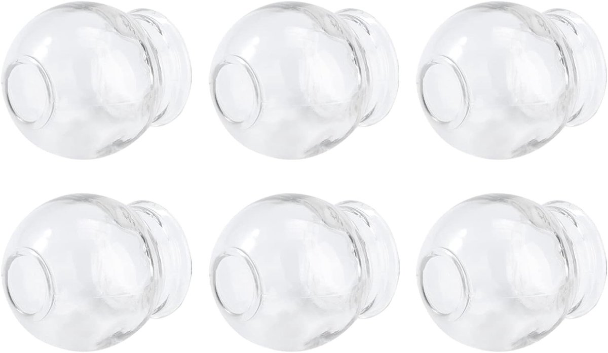 Cupping Therapie Set van 6 Stuks - Glazen Vuur Cups voor Massage en Pijnverlichting, Ideaal voor Professionele Behandelingen en Ontspanning (2.36x2.36x1.97 inch)
