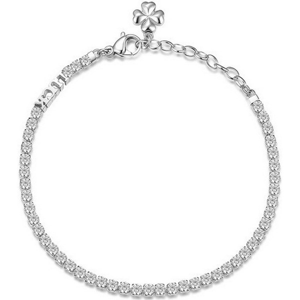 BROSWAY DESIDERI BEI016 STAINLESS STEEL KLAVER ARMBAND MET ZIRKONIA'S 1 STUK