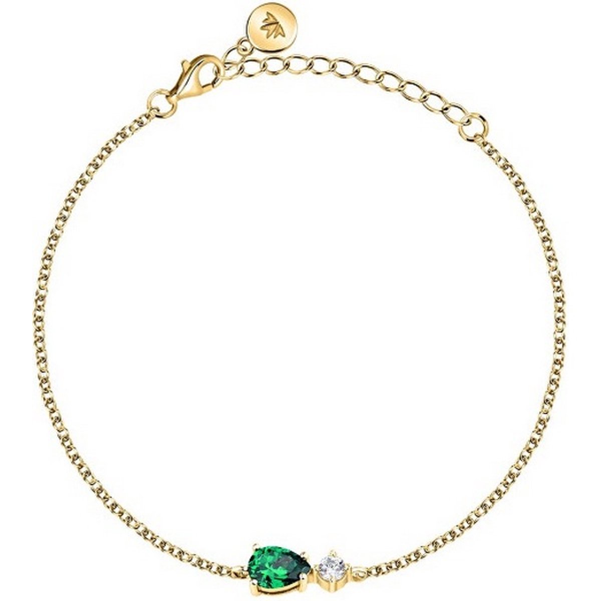 MORELLATO TESORI SAIW199 GOLD-PLATED ARMBAND MET GROENE/TRANSPARANTE ZIRKONIA'S 1 STUK