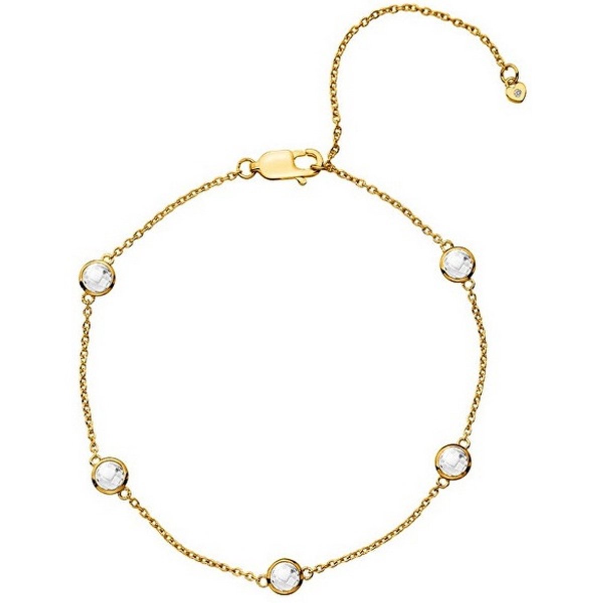 HOT DIAMONDS DL698 GOLD-PLATED ARMBAND MET DIAMANT EN WITTE TOPAAS 1 STUK