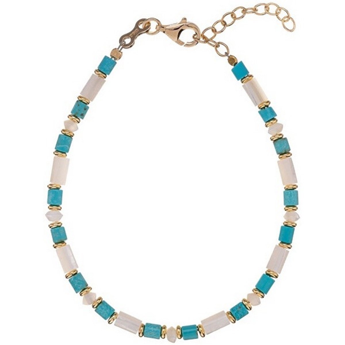 ALISIA AL4996.01.000 GOLD-PLATED ARMBAND MET TURQUOISE EN PARELMOER 1 STUK