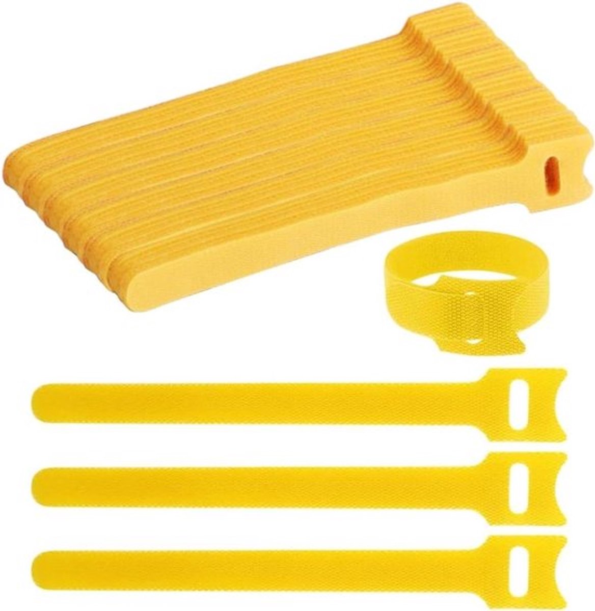 Kabelbinders - Nylon - Herbruikbaar - Geel - Kabelmanagement - Desktop - PC-kabels - 50 stuks - Geschikt voor - Alle kabels - Handig voor kantoor en thuisgebruik