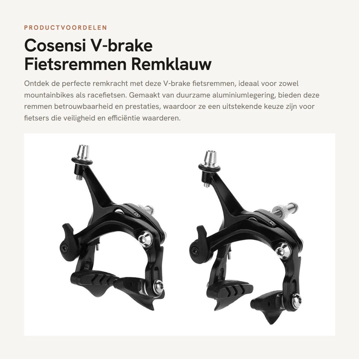 Dailygoods- Fietsremmen V-brake - Aluminiumlegering - 1 Paar - Geschikt voor Racefietsen - Bevestigingsschroeven 39-50 mm - Gewicht 386 g - Remklauw