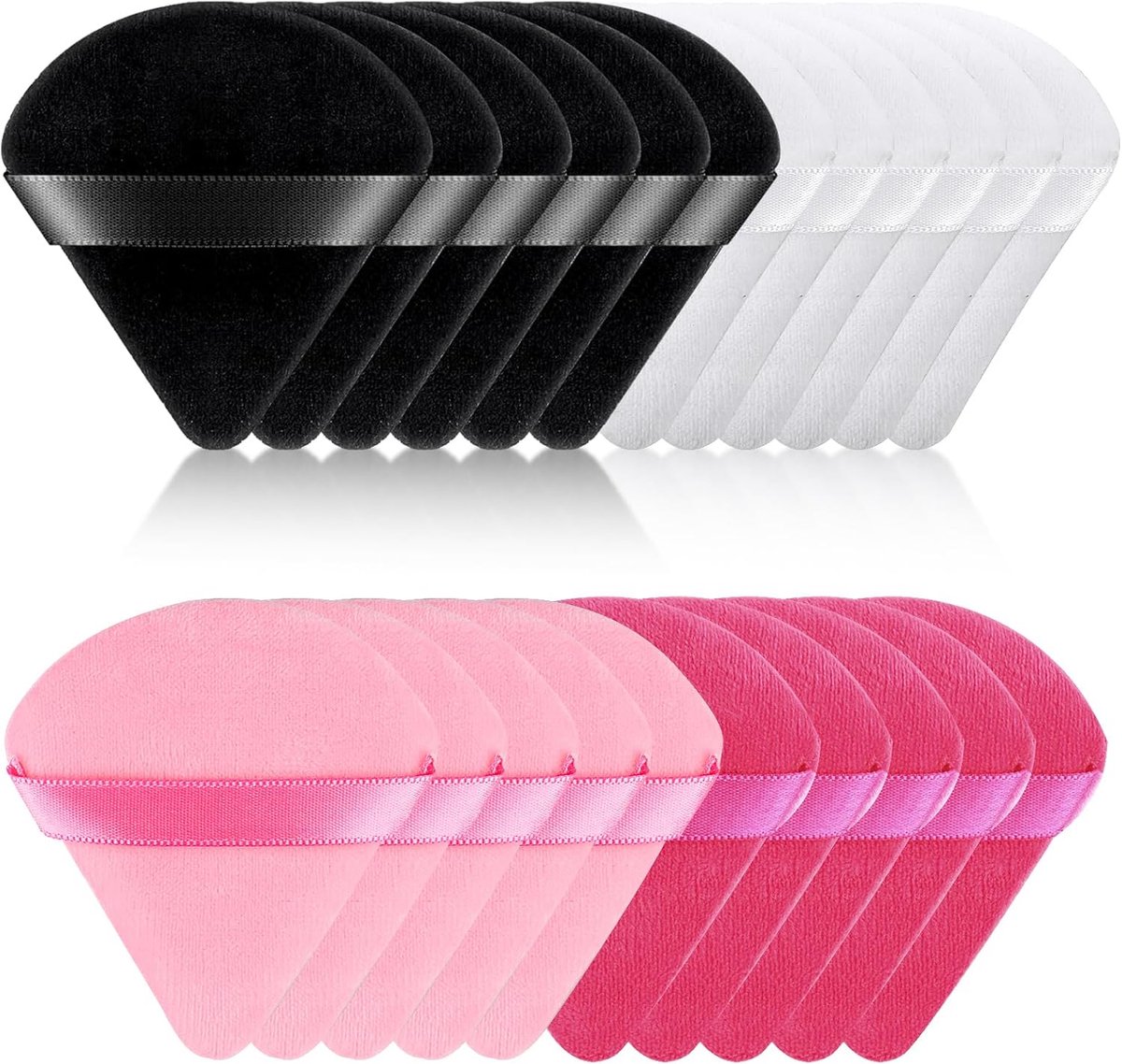 SnelShoppen - Triangle Makeup Powder Puff - Zachte Make-up Spons voor Poeder, Foundation & Loose Powder - Set van 4 Driehoekige Pads in Zacht Crystal