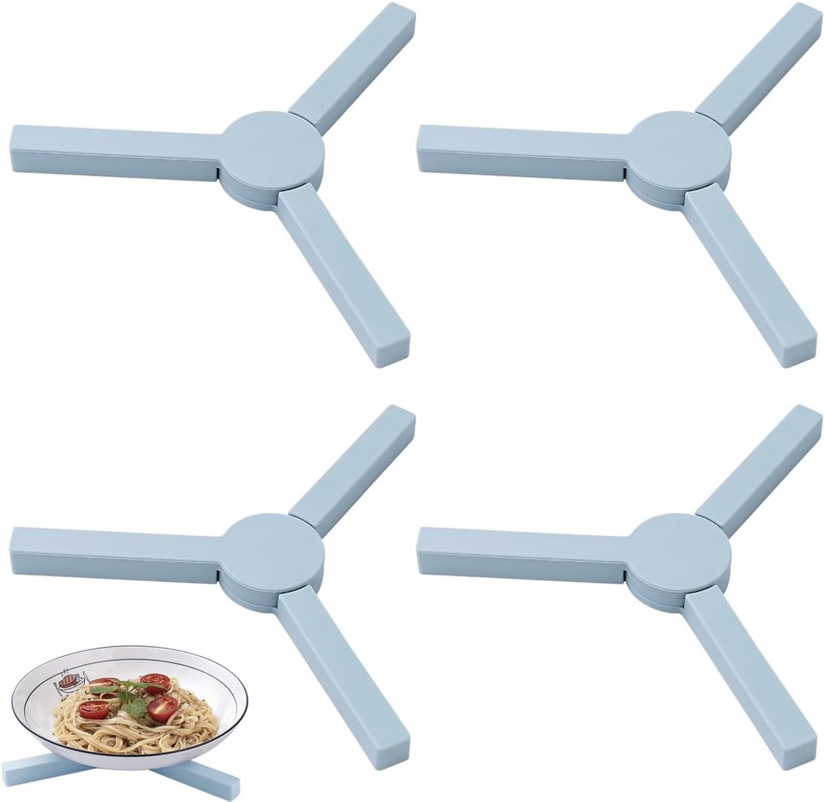 Thijox - Set van 4 Siliconen Pannenhouders - Antislip Pannenstandaard voor Keuken - Vaatwasmachinebestendig, Opvouwbare Siliconen Onderzetters - Licht