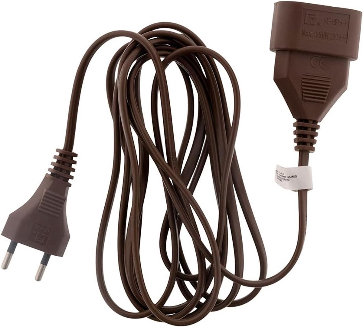 Thijox - 6A Elektrische Verlengsnoer 2x0.75 Mm² - Bruin Kwaliteitskabel met Kinderbeveiliging - 3m HO3VVH2F - Ideaal voor Huishoudelijke Apparaten en