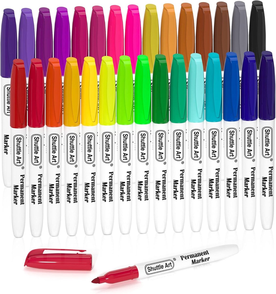 SnelShoppen - Permanente Markers - 30 Kleuren Viltstiften met Fijne Punt - Niet Giftige Stiften voor Kunststof, Hout, Steen, Metaal en Glas - Perfect