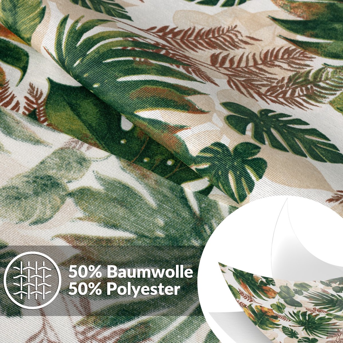 ANRO Tafelkleed Jungle bladeren Meerkleurig Ovaal 180x140cm Met sierband Afwasbaar Waterafstotend